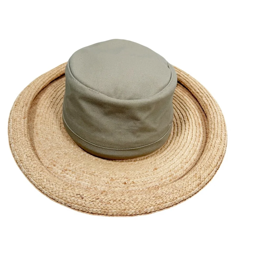 Scala Collection Wide Brim Sun Hat Olive Packable Drawstring Tie One Size OS